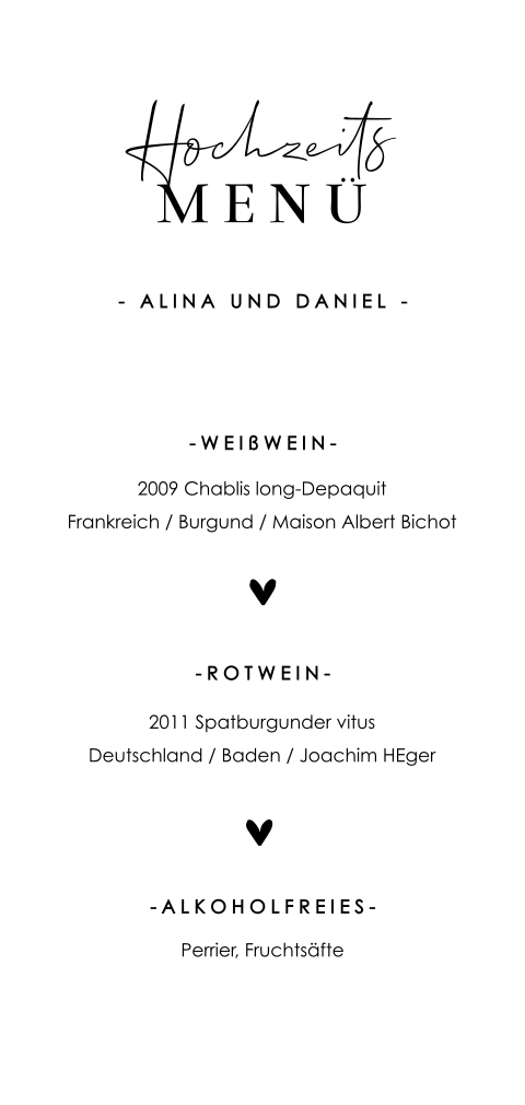 Menu mit Herzchen und runden Ecken