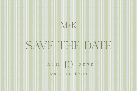Stilvolle Save the Date Karte in Grün mit Streifenmuster