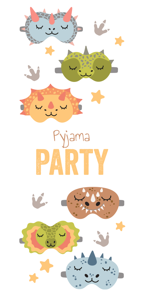Einladung zu einer Pyjama Party oder Kindergeburtstag mit bunten Dinos