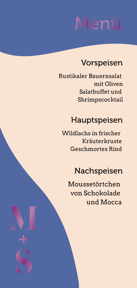 Menükarte Moderne Formen, Einfach länglich