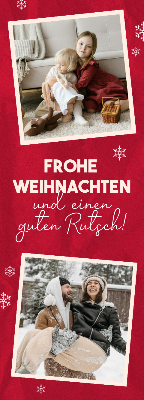 Weihnachtskarte mit Polaroid-Fotos und Schneeflocken | Set 3 Stück