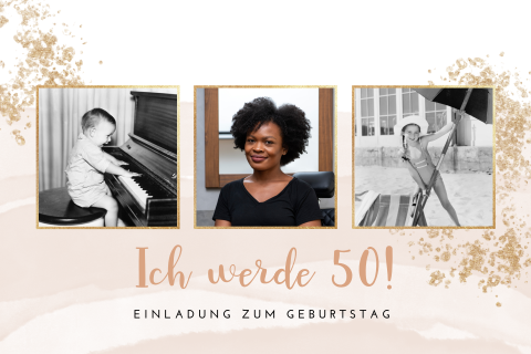 Tolle Einladung zum 50 Geburtstag mit drei Fotos