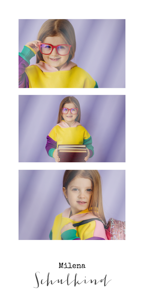 Dankeskarte zur Einschulung mit Hochglanz Fotos