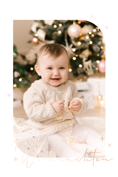 Weihnachtskarte mit Foto und schicker Roségoldfolie