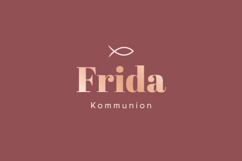 Einladung zur Kommunion für Mädchen mit Ichthys Fisch