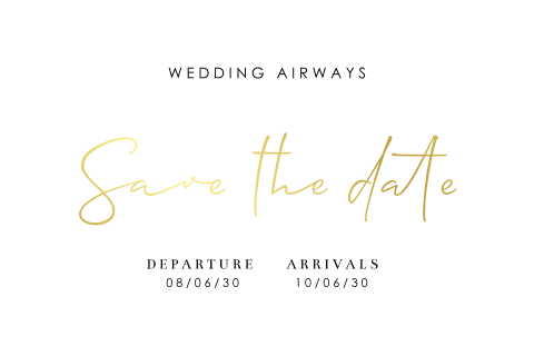Goldfolien Save the Date Karte zum Thema Reisen