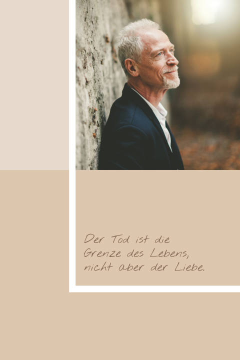 Moderne Trauer Danksagung mit Foto und Zitat über Liebe