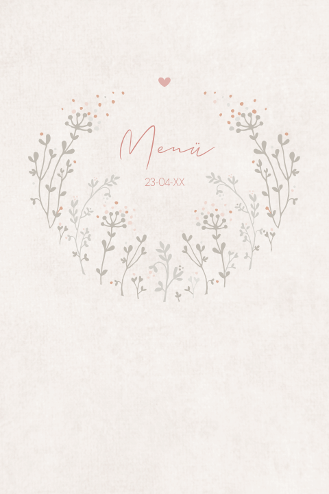Stilvolle Speisekarte mit grafischer Blumengirlande