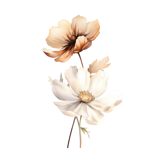 Aufkleber Trauer mit Blumen im Braunton