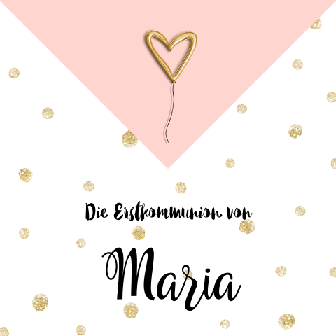 Einladung Erstkommunion Mädchen in Gold und Peach