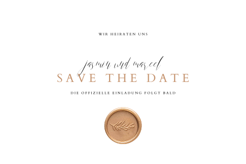 Stilvolle minimalistische Save the Date Karte | Optionales Siegel