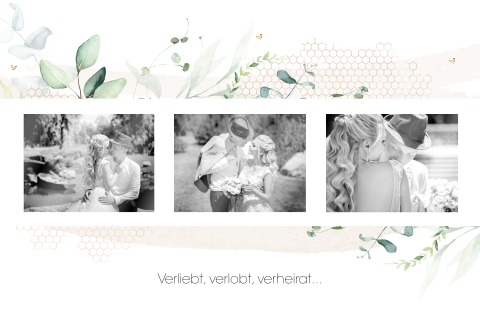 Dankeskarte mit Fotos und Zweigen