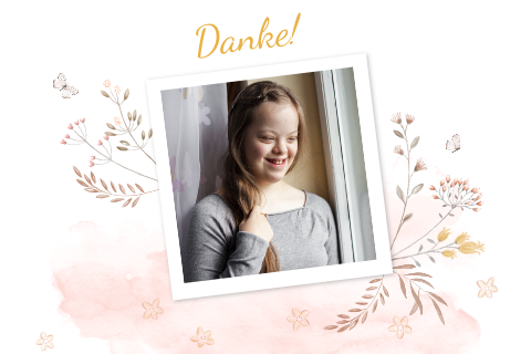 Dankeskarte Konfirmation mit  gemalten Blumen und Schmetterlingen