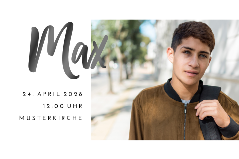 Schlichte Einladung zur Firmung mit Foto und Hochglanzschrift