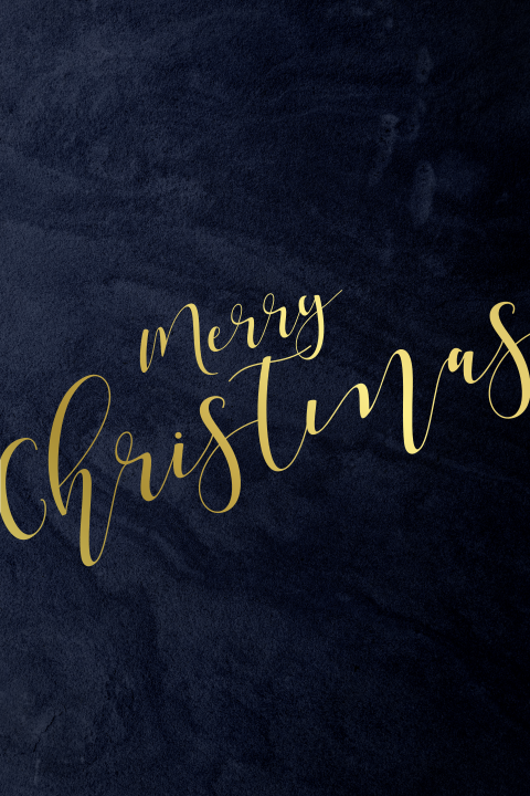 Stimmungsvolle Weihnachtskarte in Blau mit Goldfolie Schriftzug