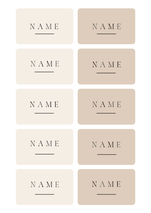 Eleganter Namenskarten mit runden Ecken in Beige