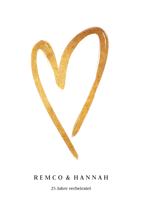 Romantische Einladungskarte zur silbernen Hochzeit mit großem Herzen