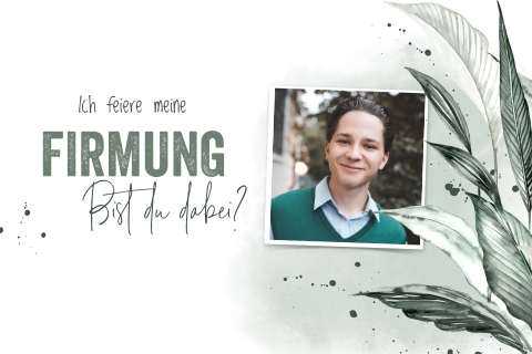 Einladung zur Firmung mit Blätter und Zweige im Dschungelformat
