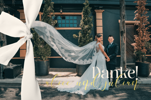 Dankeskarte Hochzeit mit Foto und optionalem Band als Verzierung