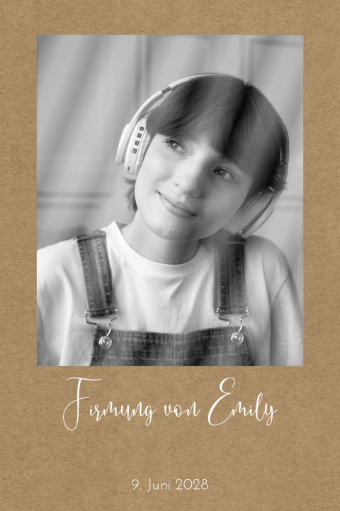 Einladung zur Firmung im Kraftlook mit Hochglanzfotos