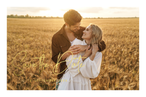 Goldfolie Save the date Karte mit großem Bild