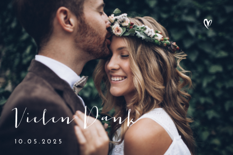 Romantische Hochzeitsdanksagung mit großem Foto