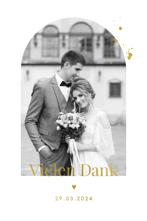 Schicke Dankeskarte mit Goldfolie und Foto