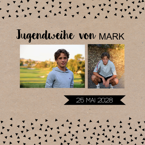 Coole Jugendweihe Einladung im Kraftlook mit Fotos