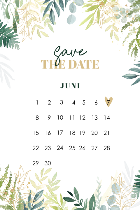 Schöne Save-the-Date-Karte mit Aquarellzweigen und gerundeten Ecken