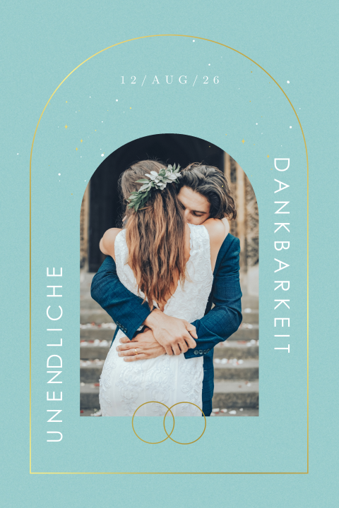 Tarot Dankeskarte Hochzeit Mond in Bogenform mit Goldfolie
