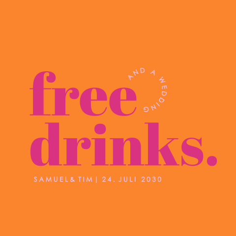 Fröhliche Hochzeitskarte mit Colorblocking in Orange-Rosa