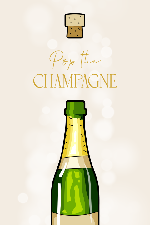 Geschäftliche Weihnachtskarte mit knallendem Korken und Champagner