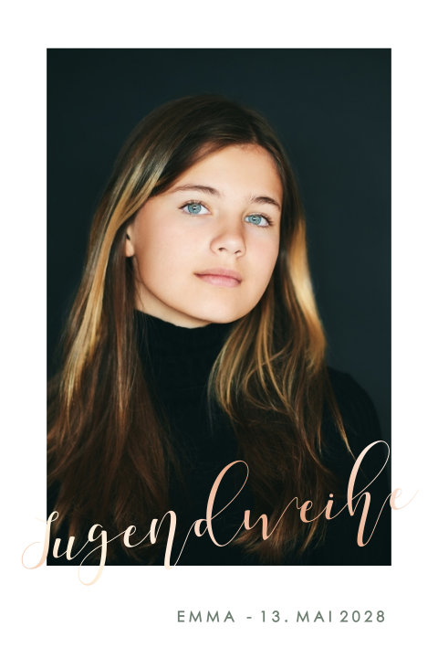 Jugendweihe mit großem Foto und Roségoldfolie