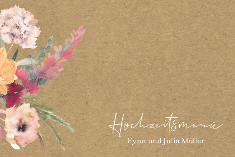 Menükarte mit Blumen in Kraftpapier-Look