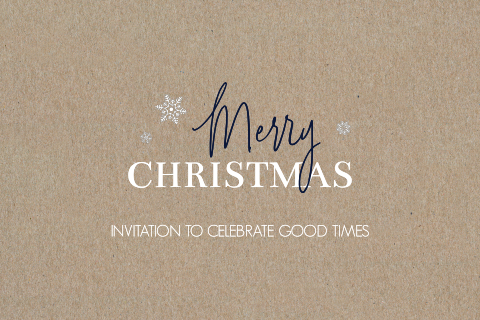 Einladung in Weihnachtsambiente aus Kraftpapier mit Sternen