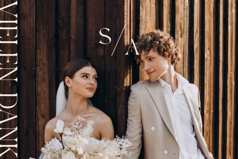 Stilvolle Dankeskarte Hochzeit mit  großem Foto