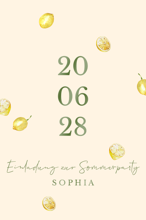 Schicke Einladung zum 30 Geburtstag mit Zitronen
