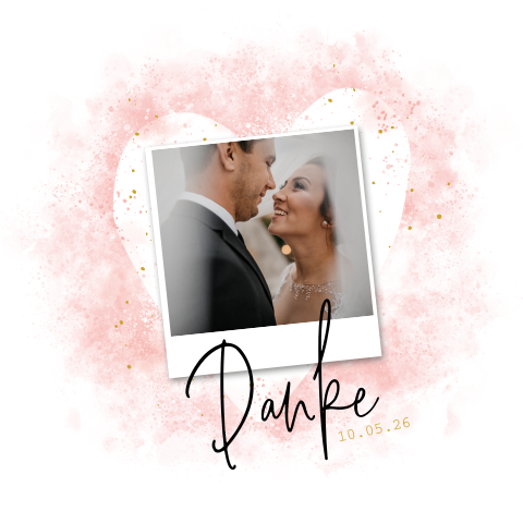 Danksagung zur Hochzeit mit Herzen