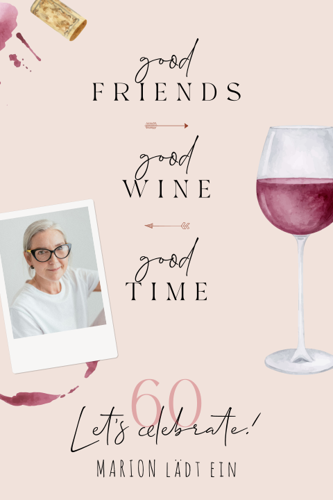 Einladung zum Geburtstag Wine time 60