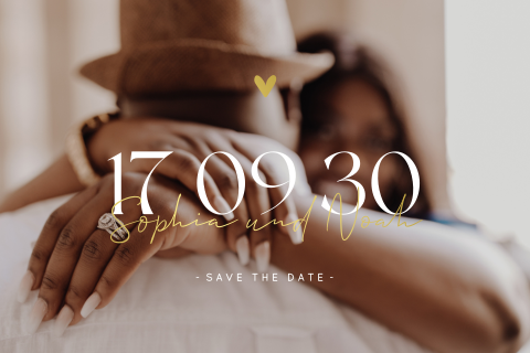 Save the Date Karte mit großem Foto und Goldfolie