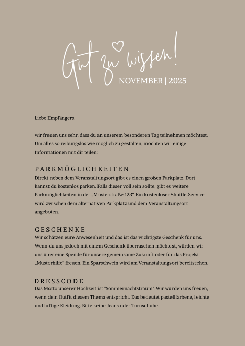 Kraftpapier-Look Einleger A4 Hochzeit