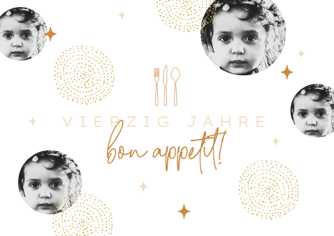 Tischset für den 40. Geburtstag mit runden Elementen und Fotos