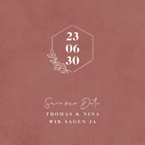 Quadratische Save our Date Karte in dunkelrosa