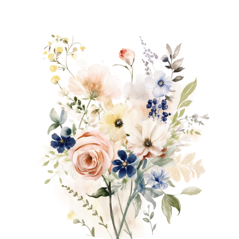 Aufkleber Trauer mit buntem Bouquet