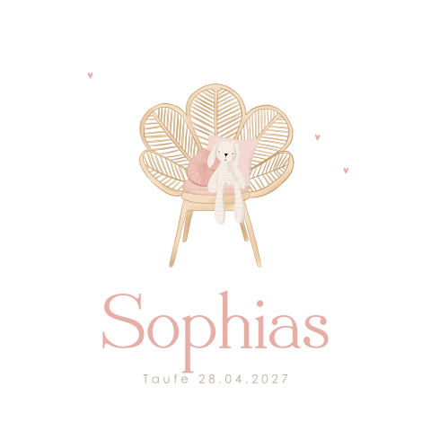 Einladungskarte zur Taufe mit niedlicher Illustration