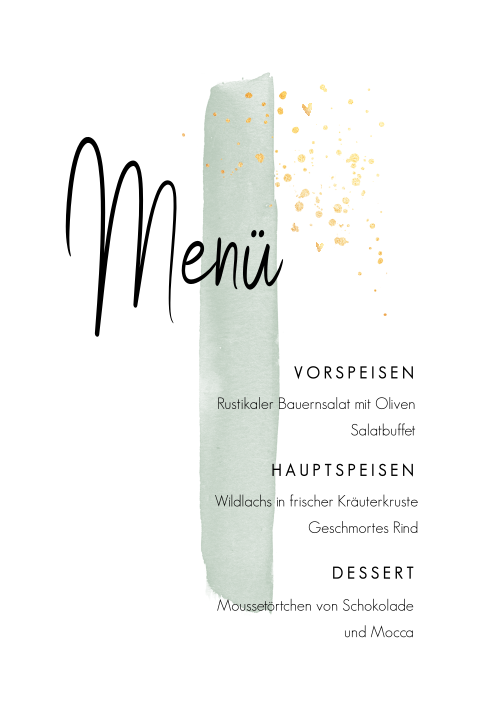 Menükarte mit Streifen im Aquarell-Look