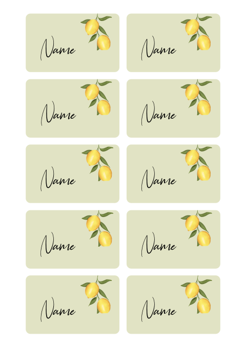 Sommerliche Namenskarten mit Zitronen
