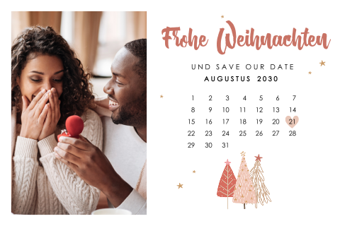 Frohe bunte Weihnachten Save the Date mit Kalender