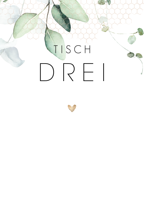 Tischkarte mit Zweigen und Aquarell