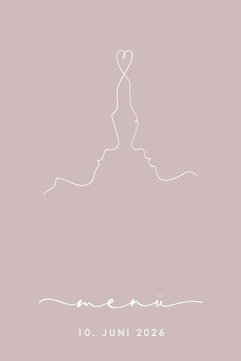 Doppelte Menükarte im Hochformat mit Oneliner "Paar"